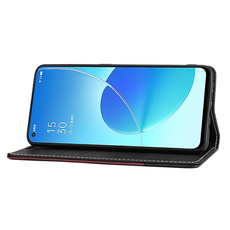 For OPPO A74 Cross Texture Magnetic Horizontal Flip Leather Case with Card Slots & Holder & Wallet