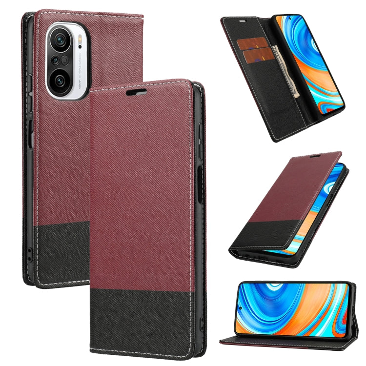 For Xiaomi Redmi K40 Cross Texture Magnetic Horizontal Flip Leather Case with Card Slots & Holder & Wallet
