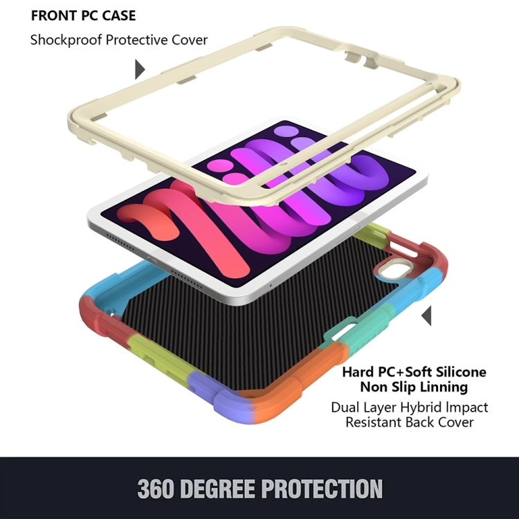 For iPad mini 6 Beige PC + Silicone Anti-drop Protective Tablet Case with Butterfly Shape Holder & Pen Slot