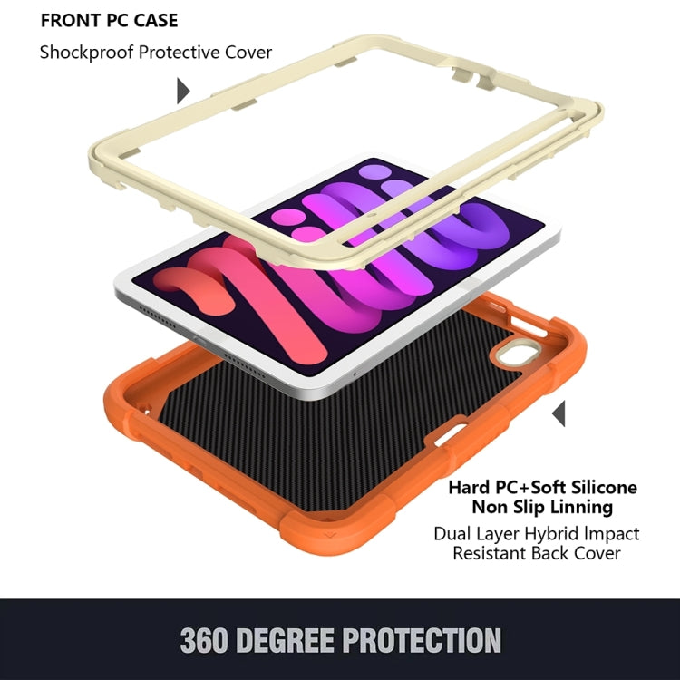 For iPad mini 6 Beige PC + Silicone Anti-drop Protective Tablet Case with Butterfly Shape Holder & Pen Slot