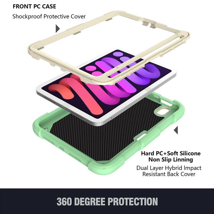 For iPad mini 6 Beige PC + Silicone Anti-drop Protective Tablet Case with Butterfly Shape Holder & Pen Slot