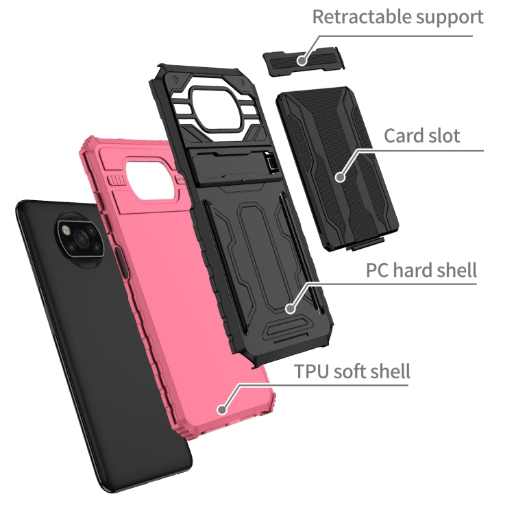 For Xiaomi Poco X3 Armor Card PC + TPU Shockproof Case with Card Slot & Invisible Holder