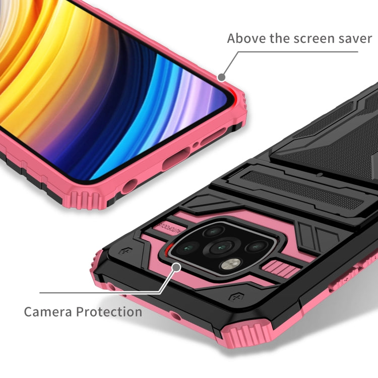 For Xiaomi Poco X3 Armor Card PC + TPU Shockproof Case with Card Slot & Invisible Holder