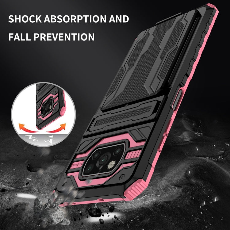 For Xiaomi Poco X3 Armor Card PC + TPU Shockproof Case with Card Slot & Invisible Holder