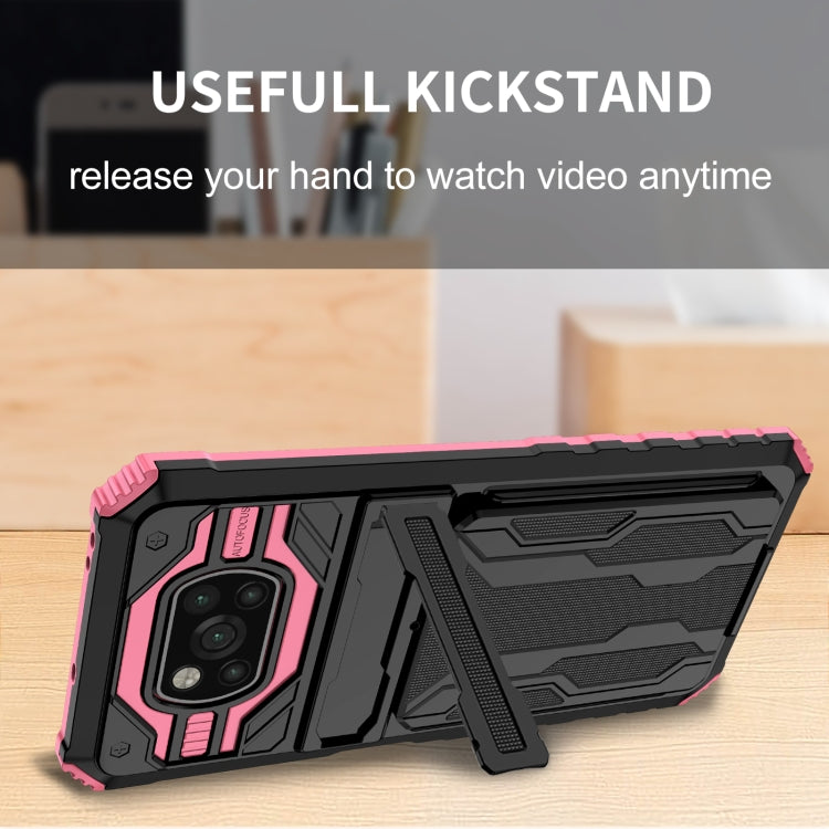 For Xiaomi Poco X3 Armor Card PC + TPU Shockproof Case with Card Slot & Invisible Holder