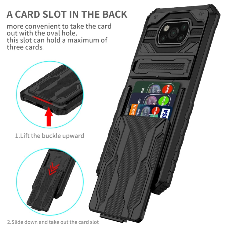For Xiaomi Poco X3 Armor Card PC + TPU Shockproof Case with Card Slot & Invisible Holder