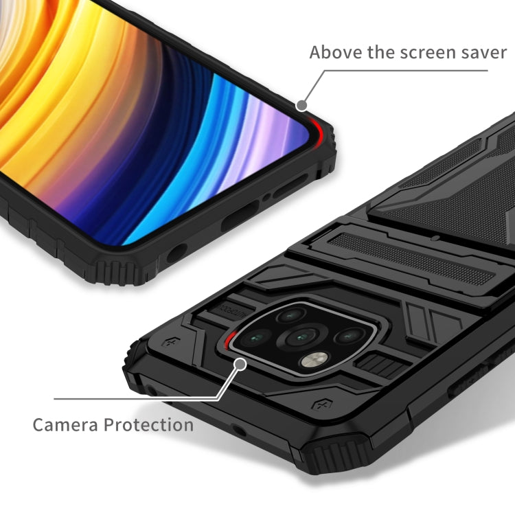For Xiaomi Poco X3 Armor Card PC + TPU Shockproof Case with Card Slot & Invisible Holder