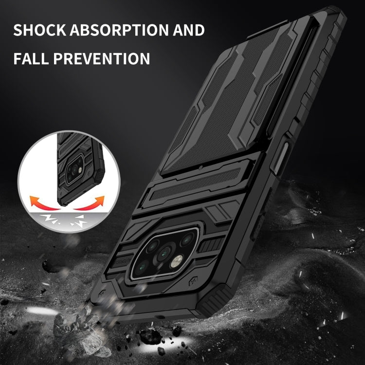 For Xiaomi Poco X3 Armor Card PC + TPU Shockproof Case with Card Slot & Invisible Holder