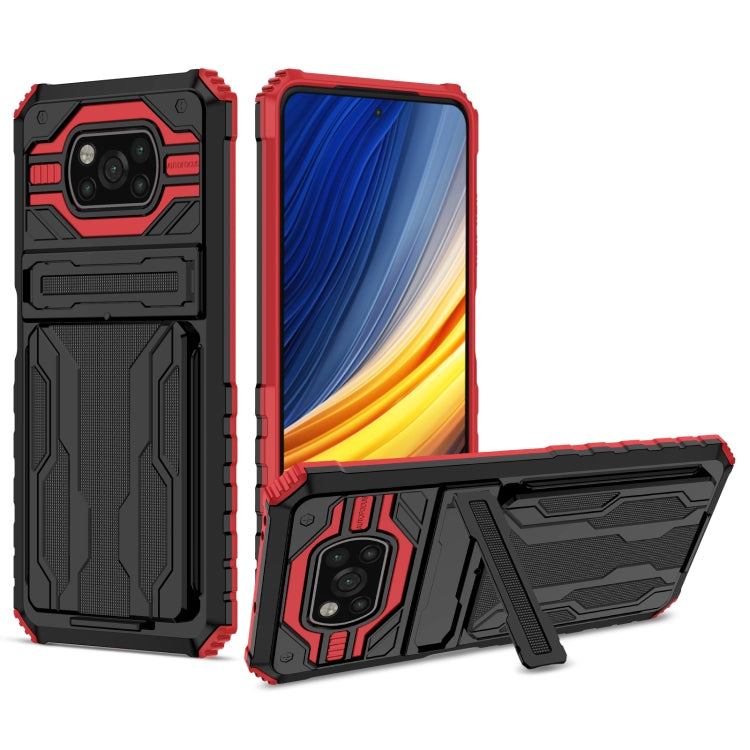 For Xiaomi Poco X3 Armor Card PC + TPU Shockproof Case with Card Slot & Invisible Holder
