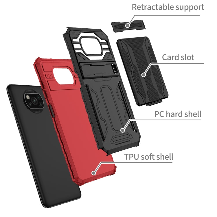 For Xiaomi Poco X3 Armor Card PC + TPU Shockproof Case with Card Slot & Invisible Holder