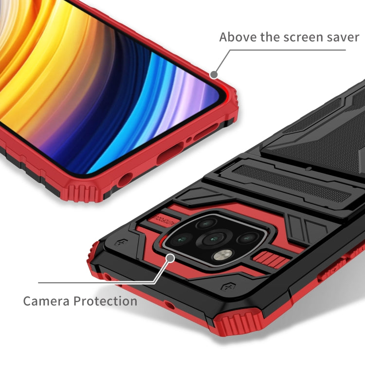 For Xiaomi Poco X3 Armor Card PC + TPU Shockproof Case with Card Slot & Invisible Holder