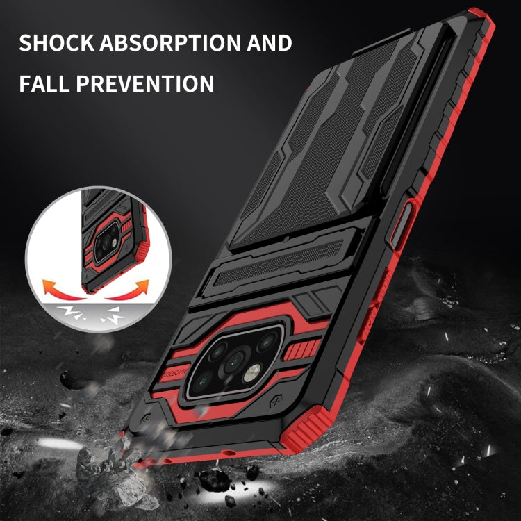 For Xiaomi Poco X3 Armor Card PC + TPU Shockproof Case with Card Slot & Invisible Holder