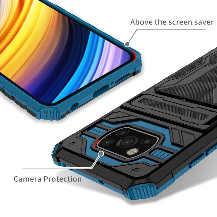 For Xiaomi Poco X3 Armor Card PC + TPU Shockproof Case with Card Slot & Invisible Holder