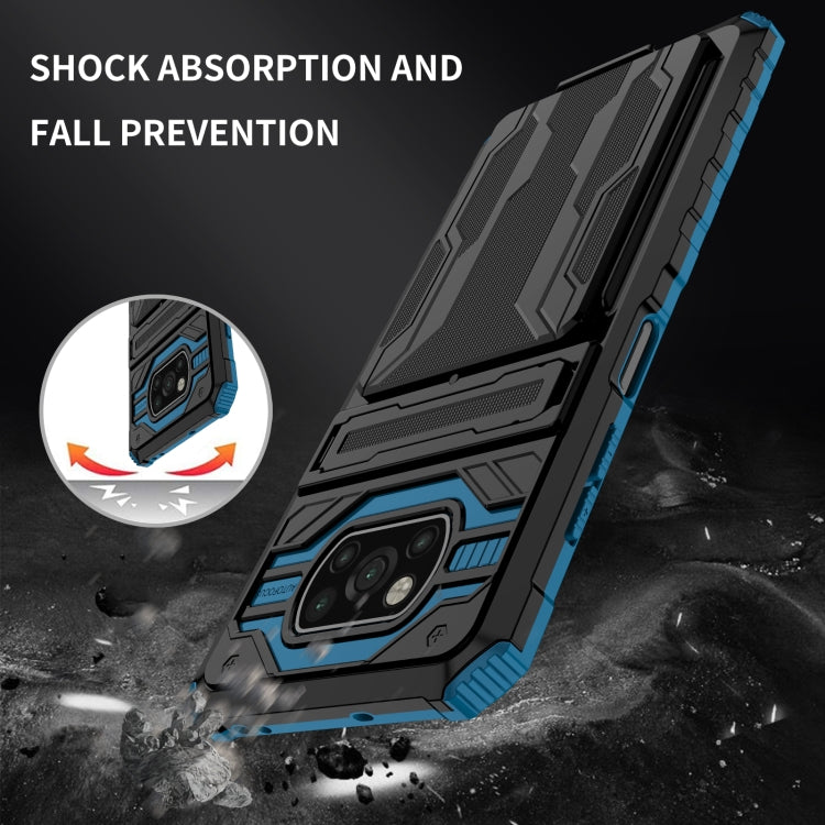 For Xiaomi Poco X3 Armor Card PC + TPU Shockproof Case with Card Slot & Invisible Holder