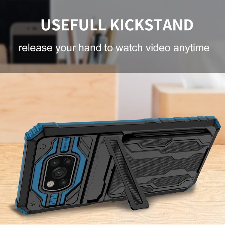 For Xiaomi Poco X3 Armor Card PC + TPU Shockproof Case with Card Slot & Invisible Holder