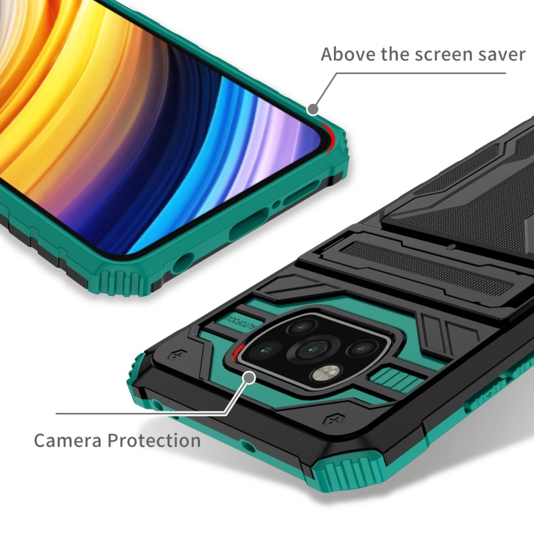 For Xiaomi Poco X3 Armor Card PC + TPU Shockproof Case with Card Slot & Invisible Holder