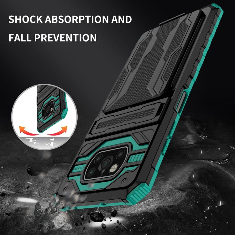 For Xiaomi Poco X3 Armor Card PC + TPU Shockproof Case with Card Slot & Invisible Holder