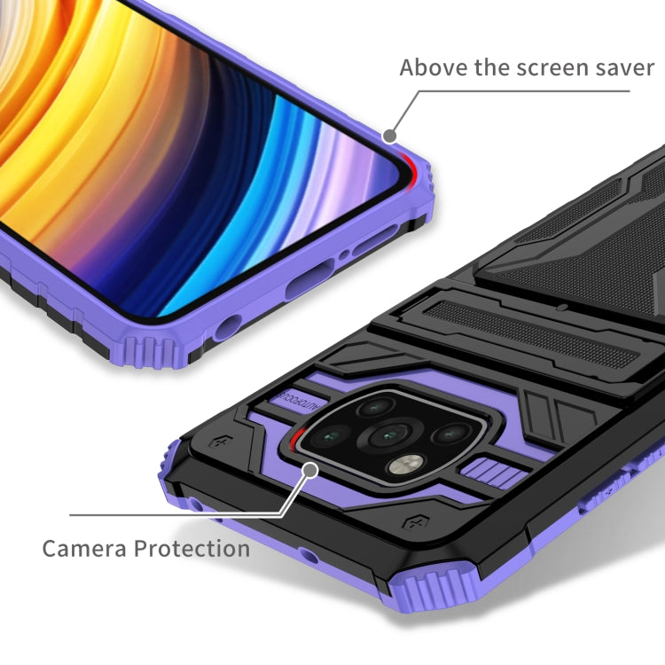 For Xiaomi Poco X3 Armor Card PC + TPU Shockproof Case with Card Slot & Invisible Holder