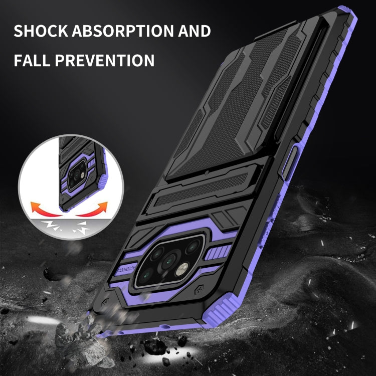 For Xiaomi Poco X3 Armor Card PC + TPU Shockproof Case with Card Slot & Invisible Holder