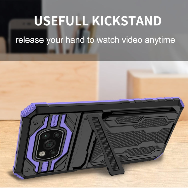 For Xiaomi Poco X3 Armor Card PC + TPU Shockproof Case with Card Slot & Invisible Holder