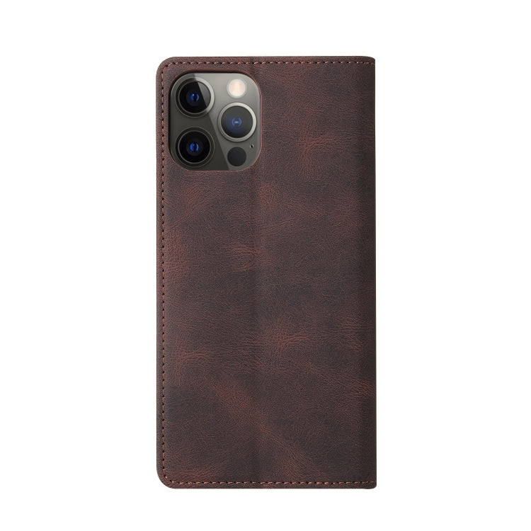 For iPhone 12 Pro Max Simple Suction Closure Horizontal Flip Leather Case with Holder & Card Slot & Wallet