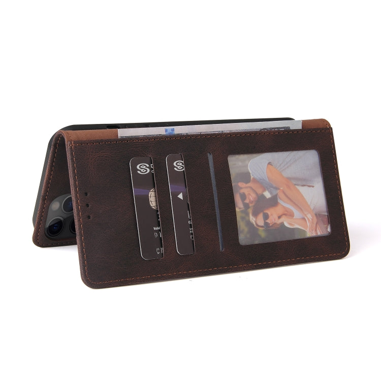 For iPhone 12 Pro Max Simple Suction Closure Horizontal Flip Leather Case with Holder & Card Slot & Wallet