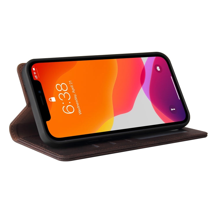 For iPhone 12 Pro Max Simple Suction Closure Horizontal Flip Leather Case with Holder & Card Slot & Wallet