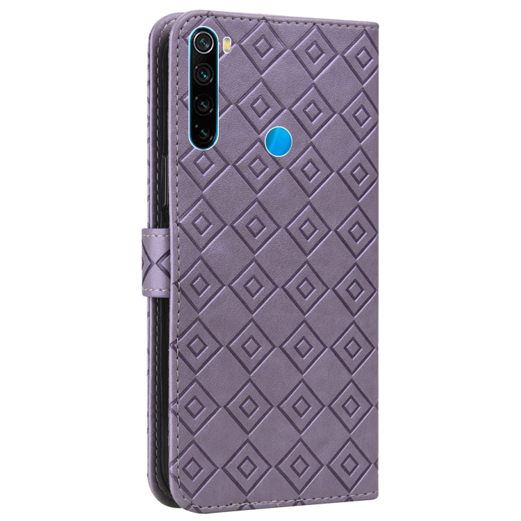 For Xiaomi Redmi Note 8 2021 / Note 8 Embossed Big Small Concentric Squares Pattern Horizontal Flip Leather Case with Card Slot & Holder & Wallet