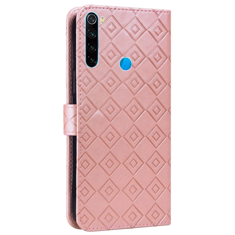 For Xiaomi Redmi Note 8 2021 / Note 8 Embossed Big Small Concentric Squares Pattern Horizontal Flip Leather Case with Card Slot & Holder & Wallet