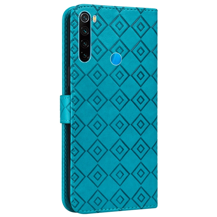 For Xiaomi Redmi Note 8 2021 / Note 8 Embossed Big Small Concentric Squares Pattern Horizontal Flip Leather Case with Card Slot & Holder & Wallet