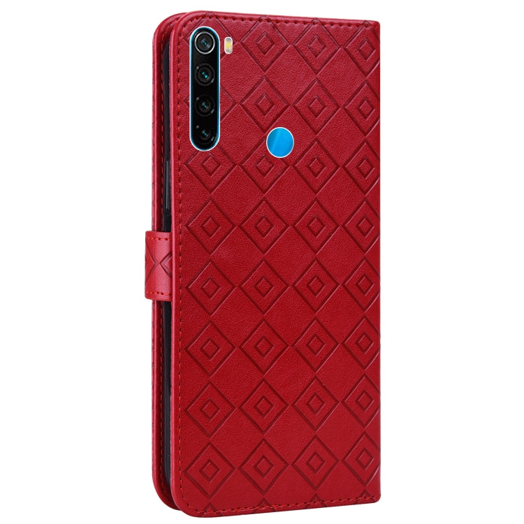 For Xiaomi Redmi Note 8 2021 / Note 8 Embossed Big Small Concentric Squares Pattern Horizontal Flip Leather Case with Card Slot & Holder & Wallet