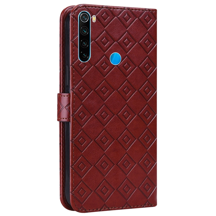 For Xiaomi Redmi Note 8 2021 / Note 8 Embossed Big Small Concentric Squares Pattern Horizontal Flip Leather Case with Card Slot & Holder & Wallet