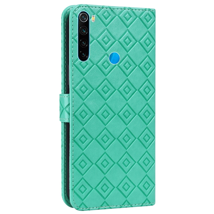 For Xiaomi Redmi Note 8 2021 / Note 8 Embossed Big Small Concentric Squares Pattern Horizontal Flip Leather Case with Card Slot & Holder & Wallet