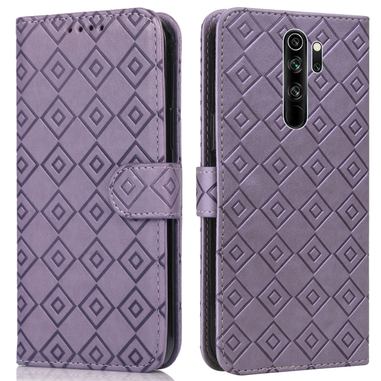 For Xiaomi Redmi Note 8 Pro Embossed Big Small Concentric Squares Pattern Horizontal Flip Leather Case with Card Slot & Holder & Wallet