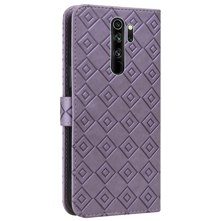For Xiaomi Redmi Note 8 Pro Embossed Big Small Concentric Squares Pattern Horizontal Flip Leather Case with Card Slot & Holder & Wallet