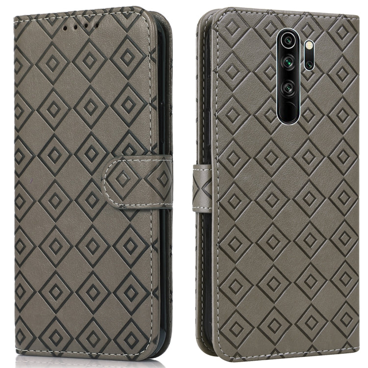 For Xiaomi Redmi Note 8 Pro Embossed Big Small Concentric Squares Pattern Horizontal Flip Leather Case with Card Slot & Holder & Wallet