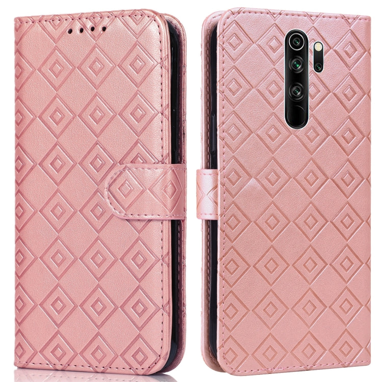 For Xiaomi Redmi Note 8 Pro Embossed Big Small Concentric Squares Pattern Horizontal Flip Leather Case with Card Slot & Holder & Wallet