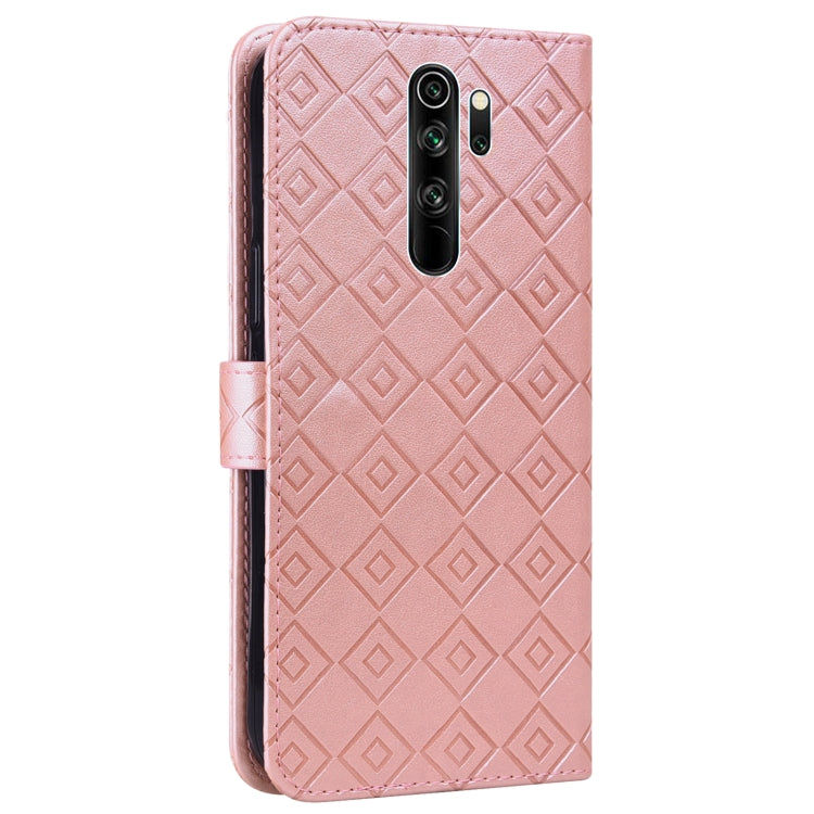 For Xiaomi Redmi Note 8 Pro Embossed Big Small Concentric Squares Pattern Horizontal Flip Leather Case with Card Slot & Holder & Wallet