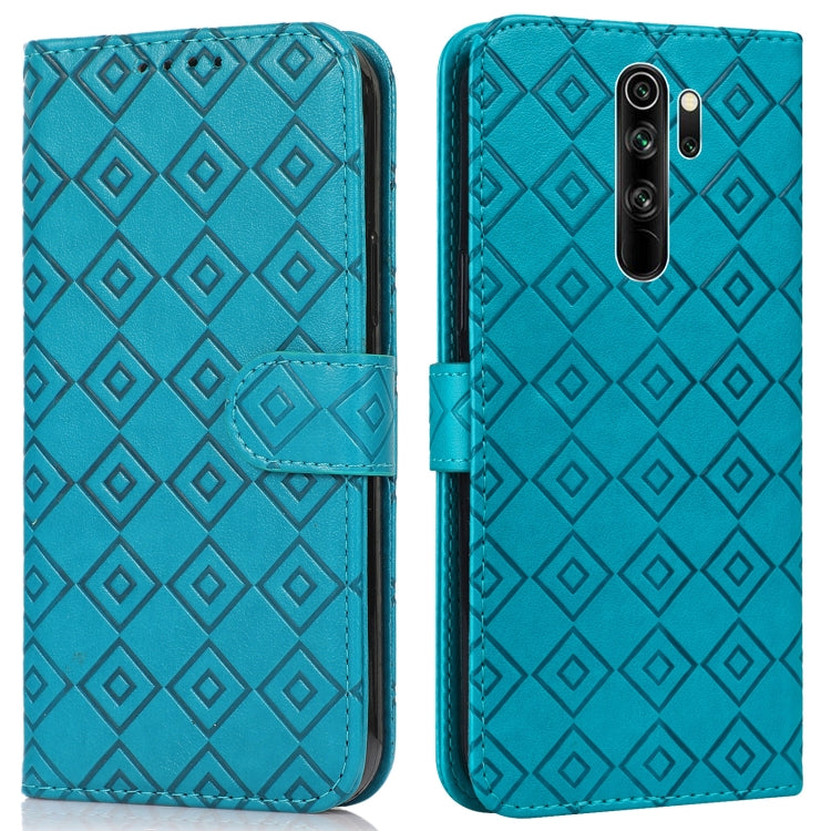 For Xiaomi Redmi Note 8 Pro Embossed Big Small Concentric Squares Pattern Horizontal Flip Leather Case with Card Slot & Holder & Wallet