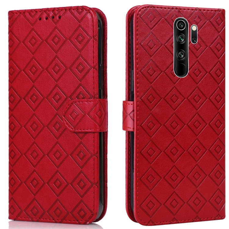 For Xiaomi Redmi Note 8 Pro Embossed Big Small Concentric Squares Pattern Horizontal Flip Leather Case with Card Slot & Holder & Wallet