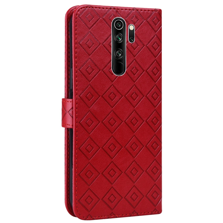 For Xiaomi Redmi Note 8 Pro Embossed Big Small Concentric Squares Pattern Horizontal Flip Leather Case with Card Slot & Holder & Wallet
