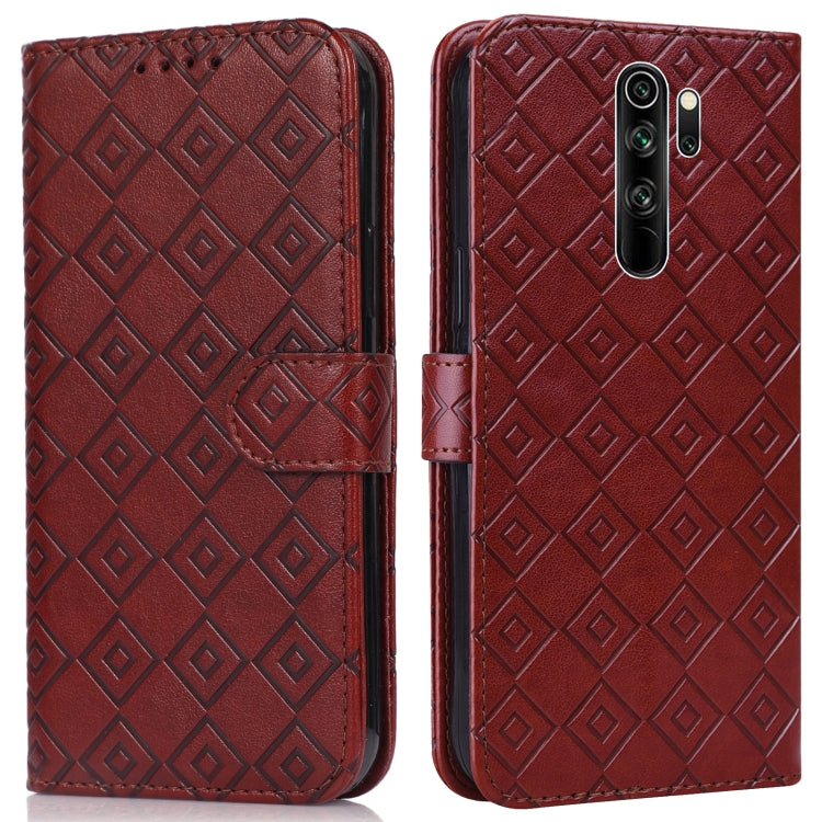 For Xiaomi Redmi Note 8 Pro Embossed Big Small Concentric Squares Pattern Horizontal Flip Leather Case with Card Slot & Holder & Wallet