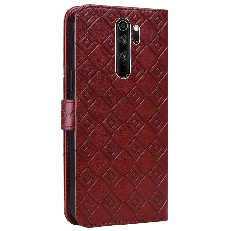 For Xiaomi Redmi Note 8 Pro Embossed Big Small Concentric Squares Pattern Horizontal Flip Leather Case with Card Slot & Holder & Wallet