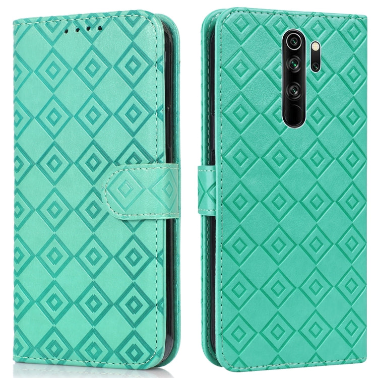 For Xiaomi Redmi Note 8 Pro Embossed Big Small Concentric Squares Pattern Horizontal Flip Leather Case with Card Slot & Holder & Wallet
