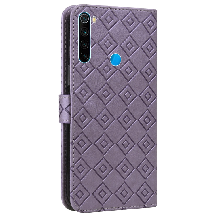 For Xiaomi Redmi Note 8T Embossed Big Small Concentric Squares Pattern Horizontal Flip Leather Case with Card Slot & Holder & Wallet