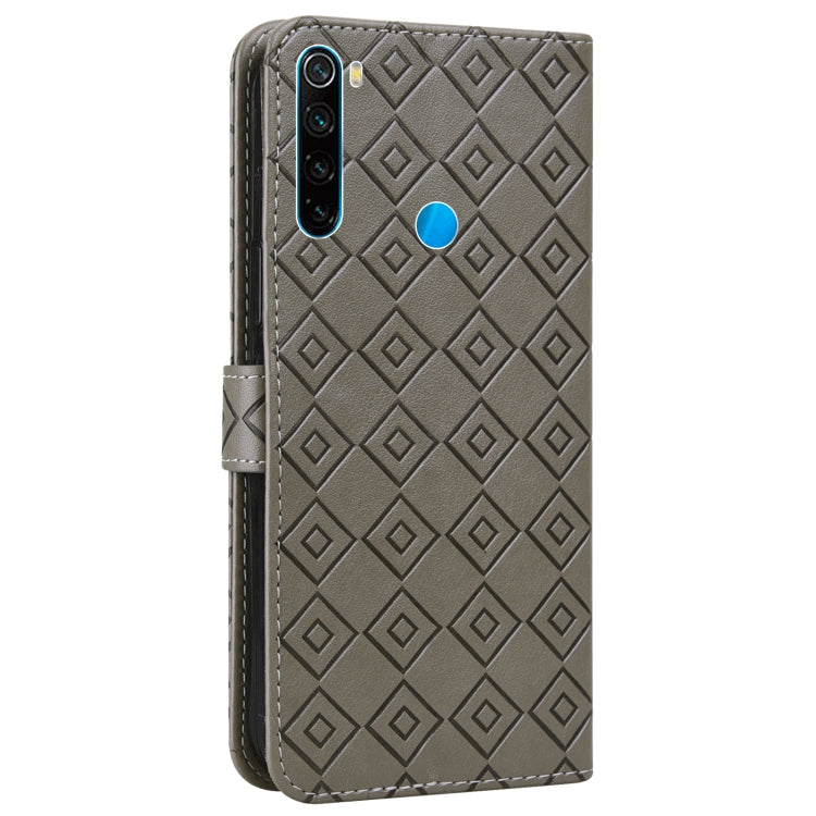 For Xiaomi Redmi Note 8T Embossed Big Small Concentric Squares Pattern Horizontal Flip Leather Case with Card Slot & Holder & Wallet