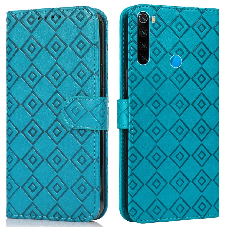 For Xiaomi Redmi Note 8T Embossed Big Small Concentric Squares Pattern Horizontal Flip Leather Case with Card Slot & Holder & Wallet