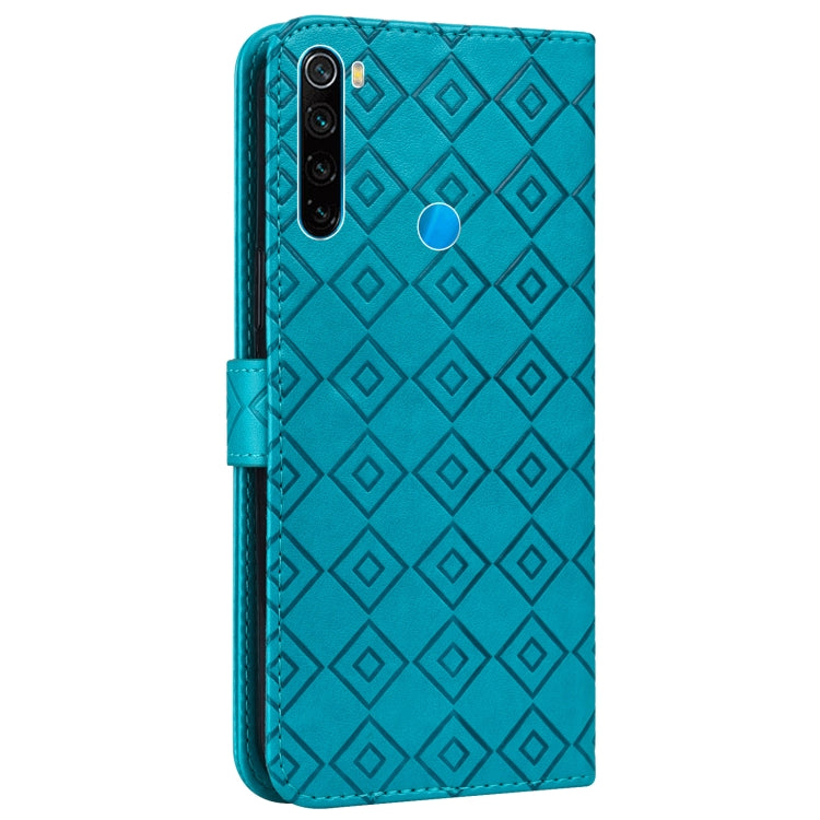 For Xiaomi Redmi Note 8T Embossed Big Small Concentric Squares Pattern Horizontal Flip Leather Case with Card Slot & Holder & Wallet