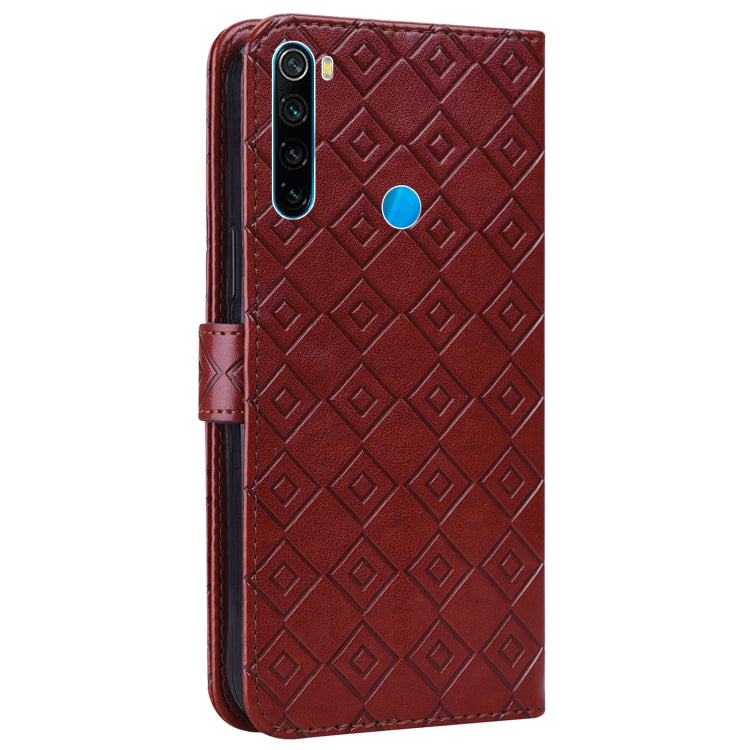 For Xiaomi Redmi Note 8T Embossed Big Small Concentric Squares Pattern Horizontal Flip Leather Case with Card Slot & Holder & Wallet