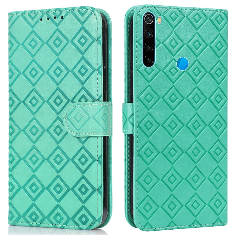 For Xiaomi Redmi Note 8T Embossed Big Small Concentric Squares Pattern Horizontal Flip Leather Case with Card Slot & Holder & Wallet
